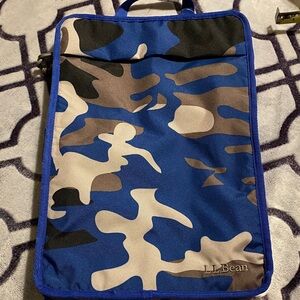 NWT L.L. Bean blue and grey Camo laptop bag